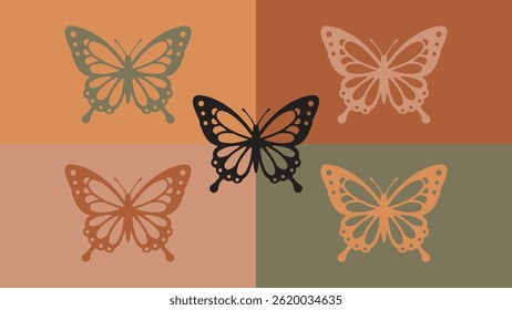 El Vector minimalista se puede utilizar para logotipos, íconos o ilustraciones relacionadas con las mariposas.