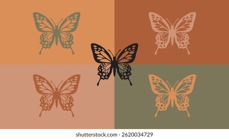 El Vector minimalista se puede utilizar para logotipos, íconos o ilustraciones relacionadas con las mariposas.