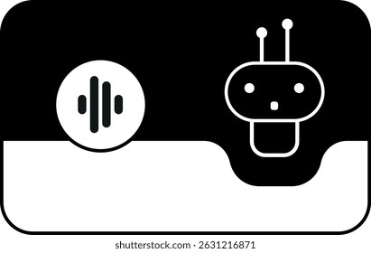 Minimalist vector of a chatbot interface with a speech waveform icon. Concept for AI voice assistants, speaking bots, or digital conversations. Horizontal layout for wide use.