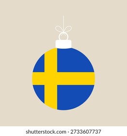 A minimalist vector Christmas ornament adorned with the Swedish flag, perfect for patriotic holiday decorations and festive celebrations..