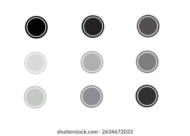 Minimalist vector circle icons in grayscale tones for Instagram highlights and modern UI design.