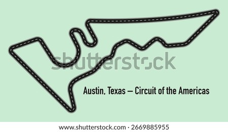 Minimalist vector of Austin’s Circuit of the Americas, ideal for motorsport, travel, or USA-themed creative projects.