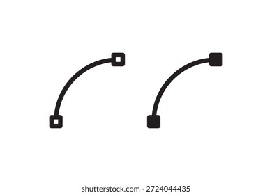 Minimalist vector control points with bezier curves on white background.