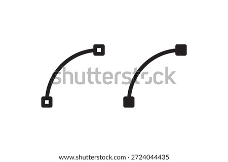 Minimalist vector control points with bezier curves on white background.