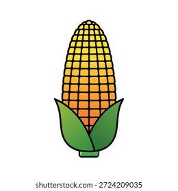 Vector minimalista de una mazorca de maíz con cáscaras verdes. Ideal para el envasado de alimentos, la marca de la granja o proyectos de diseño de temática agrícola.