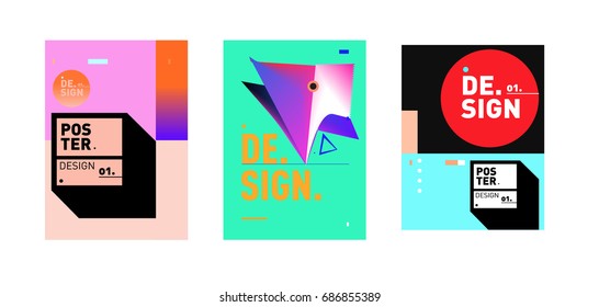 Minimalist Vector covers design Set. Cool geometric gradients shape. Futuristic Poster template.