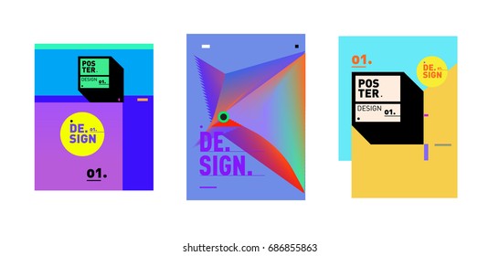 Minimalist Vector covers design Set. Cool geometric gradients shape. Futuristic Poster template.