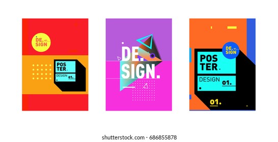 Minimalist Vector covers design Set. Cool geometric gradients shape. Futuristic Poster template.
