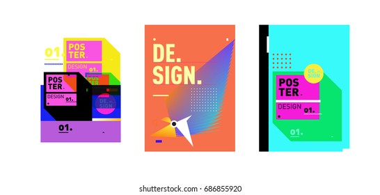 Minimalist Vector covers design Set. Cool geometric gradients shape. Futuristic Poster template.