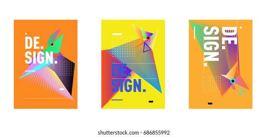 Minimalist Vector covers design Set. Cool geometric gradients shape. Futuristic Poster template.