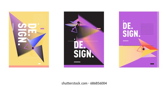 Minimalist Vector covers design Set. Cool geometric gradients shape. Futuristic Poster template.