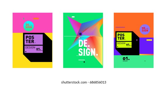 Minimalist Vector covers design Set. Cool geometric gradients shape. Futuristic Poster template.