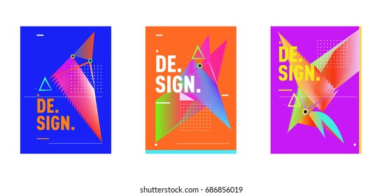 Minimalist Vector covers design Set. Cool geometric gradients shape. Futuristic Poster template.