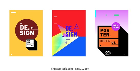 Minimalist Vector covers design Set. Cool geometric gradients shape. Futuristic Poster template.