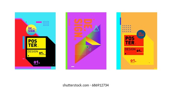 Minimalist Vector covers design Set. Cool geometric gradients shape. Futuristic Poster template.