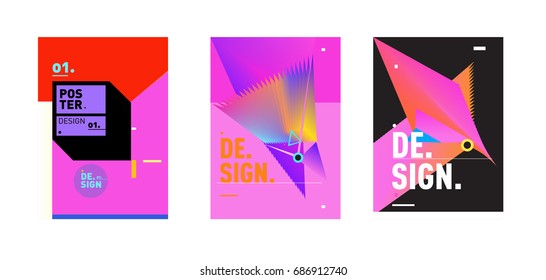 Minimalist Vector covers design Set. Cool geometric gradients shape. Futuristic Poster template.