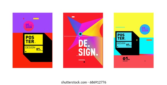 Minimalist Vector covers design Set. Cool geometric gradients shape. Futuristic Poster template.