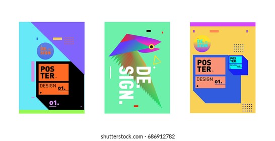 Minimalist Vector covers design Set. Cool geometric gradients shape. Futuristic Poster template.