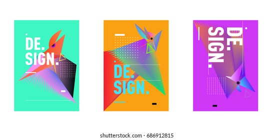 Minimalist Vector covers design Set. Cool geometric gradients shape. Futuristic Poster template.