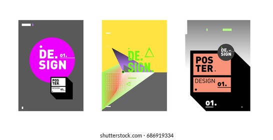Minimalist Vector covers design Set. Cool geometric gradients shape. Futuristic Poster template.