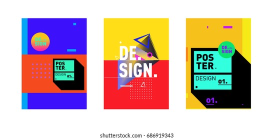 Minimalist Vector covers design Set. Cool geometric gradients shape. Futuristic Poster template.