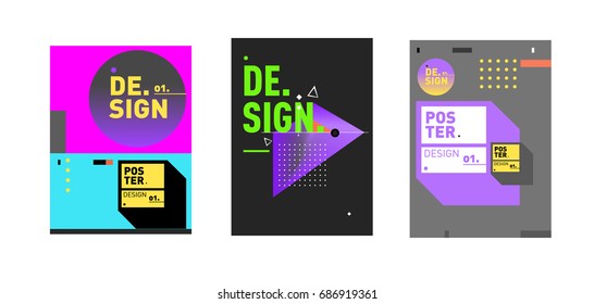 Minimalist Vector covers design Set. Cool geometric gradients shape. Futuristic Poster template.