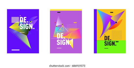 Minimalist Vector covers design Set. Cool geometric gradients shape. Futuristic Poster template.