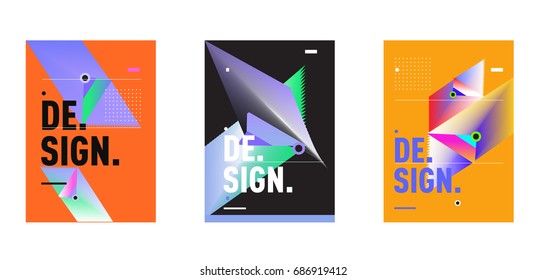 Minimalist Vector covers design Set. Cool geometric gradients shape. Futuristic Poster template.