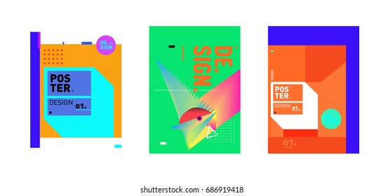 Minimalist Vector covers design Set. Cool geometric gradients shape. Futuristic Poster template.