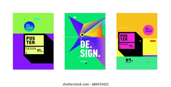Minimalist Vector covers design Set. Cool geometric gradients shape. Futuristic Poster template.