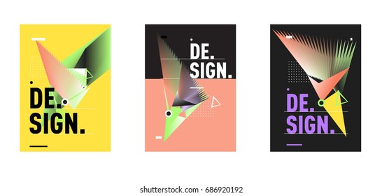Minimalist Vector covers design Set. Cool geometric gradients shape. Futuristic Poster template.