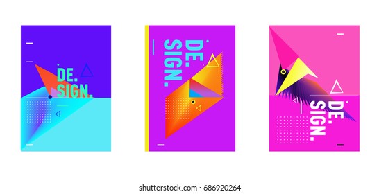 Minimalist Vector covers design Set. Cool geometric gradients shape. Futuristic Poster template.