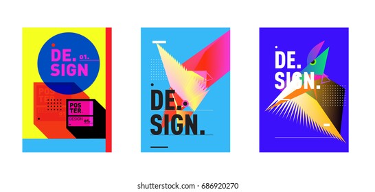 Minimalist Vector covers design Set. Cool geometric gradients shape. Futuristic Poster template.