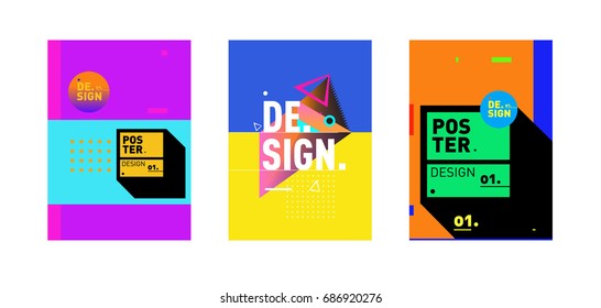Minimalist Vector covers design Set. Cool geometric gradients shape. Futuristic Poster template.