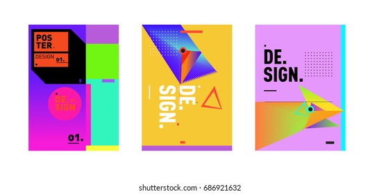 Minimalist Vector covers design Set. Cool geometric gradients shape. Futuristic Poster template.