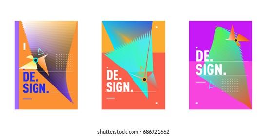 Minimalist Vector covers design Set. Cool geometric gradients shape. Futuristic Poster template.