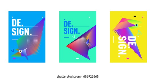 Minimalist Vector covers design Set. Cool geometric gradients shape. Futuristic Poster template.