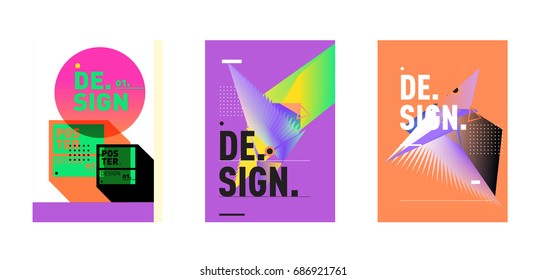 Minimalist Vector covers design Set. Cool geometric gradients shape. Futuristic Poster template.
