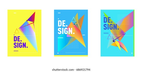 Minimalist Vector covers design Set. Cool geometric gradients shape. Futuristic Poster template.