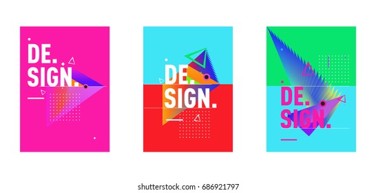 Minimalist Vector covers design Set. Cool geometric gradients shape. Futuristic Poster template.