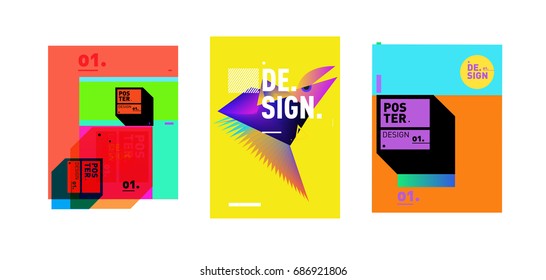 Minimalist Vector covers design Set. Cool geometric gradients shape. Futuristic Poster template.