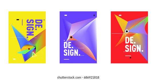 Minimalist Vector covers design Set. Cool geometric gradients shape. Futuristic Poster template.