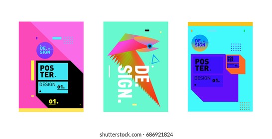 Minimalistische Vektorillustration deckt Design Set ab. Cool geometrische Farbverläufe Form. Futuristische Poster-Vorlage.