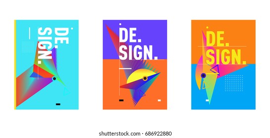 Minimalist Vector covers design Set. Cool geometric gradients shape. Futuristic Poster template.