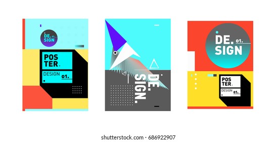 Minimalist Vector covers design Set. Cool geometric gradients shape. Futuristic Poster template.