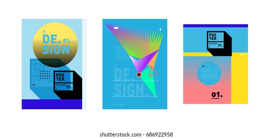 Minimalist Vector covers design Set. Cool geometric gradients shape. Futuristic Poster template.