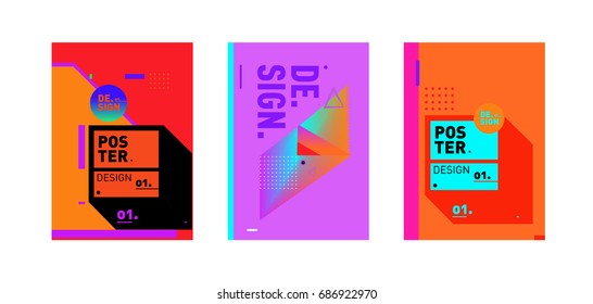 Minimalist Vector covers design Set. Cool geometric gradients shape. Futuristic Poster template.