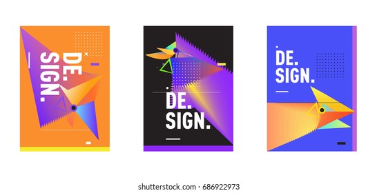 Minimalist Vector covers design Set. Cool geometric gradients shape. Futuristic Poster template.