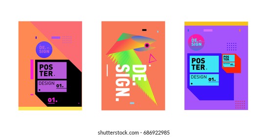 Minimalist Vector covers design Set. Cool geometric gradients shape. Futuristic Poster template.