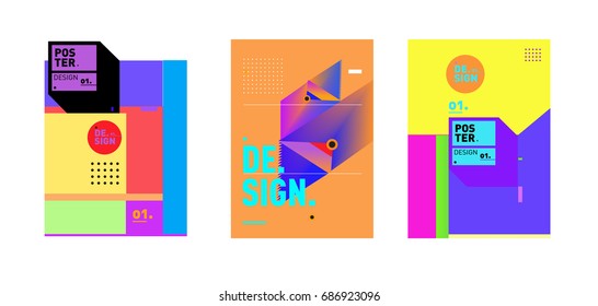 Minimalist Vector covers design Set. Cool geometric gradients shape. Futuristic Poster template.